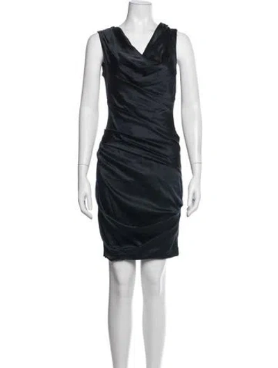 Pre-owned Vera Wang Silk Mini Dress In Blue