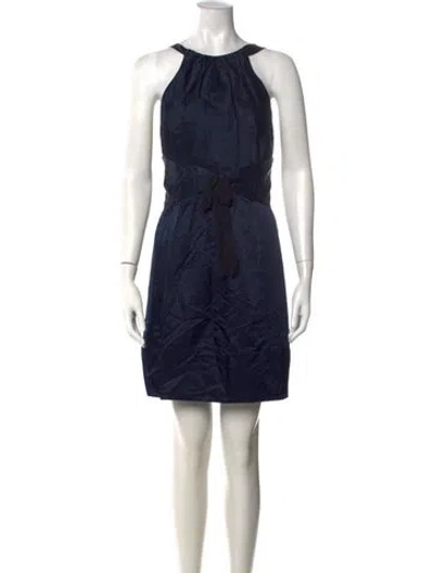 Pre-owned Vera Wang Silk Mini Dress In Blue