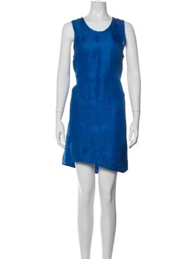 Pre-owned Vera Wang Silk Mini Dress In Blue