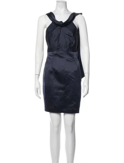 Pre-owned Vera Wang Silk Mini Dress In Blue