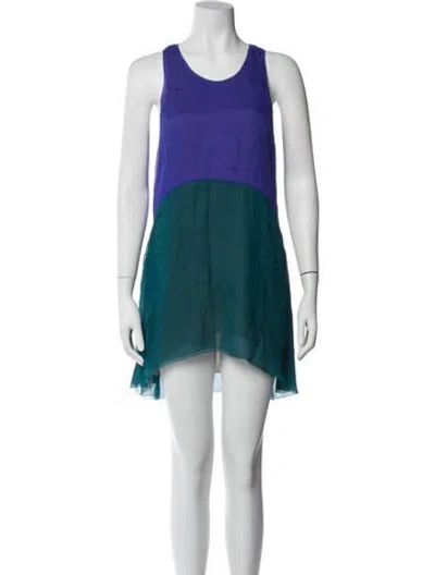 Pre-owned Vera Wang Silk Mini Dress In Blue