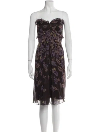 Pre-owned Vera Wang Silk Mini Dress In Brown/purple