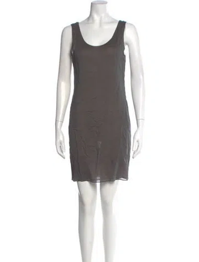 Pre-owned Vera Wang Silk Mini Dress In Gray