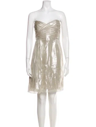 Pre-owned Vera Wang Silk Mini Dress In Neutral