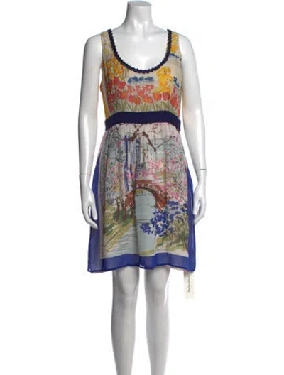 Pre-owned Vera Wang Silk Mini Dress In Neutrals