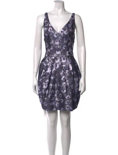 Pre-owned Vera Wang Silk Mini Dress W/ Tags In Metallic/purple