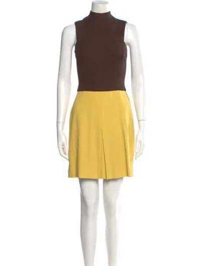 Pre-owned Vera Wang Silk Mini Dress In Yellow