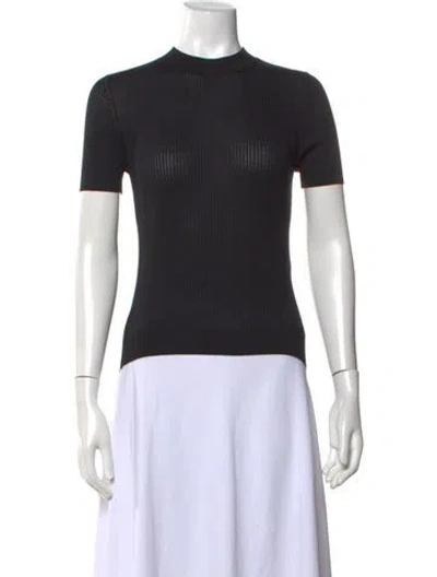Pre-owned Vera Wang Silk Mock Neck Top In Black