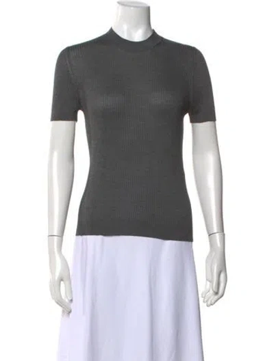 Pre-owned Vera Wang Silk Mock Neck Top In Gray