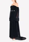 Vera Wang Silk Off-shoulder Gown In Black