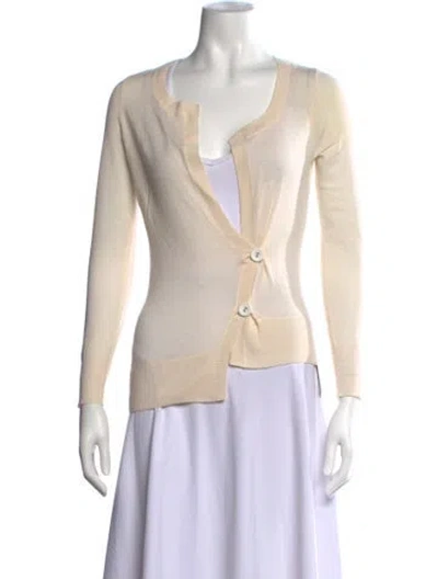 Pre-owned Vera Wang Silk Open Front Sweater In Neutrals
