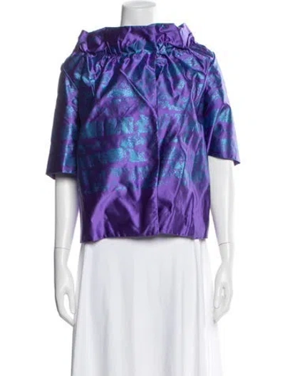 Pre-owned Vera Wang Silk Printed Jacket In Purple