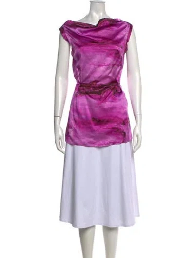 Pre-owned Vera Wang Silk Printed Top In Pink