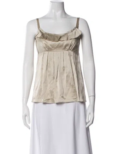 Pre-owned Vera Wang Silk Scoop Neck Top In Neutrals