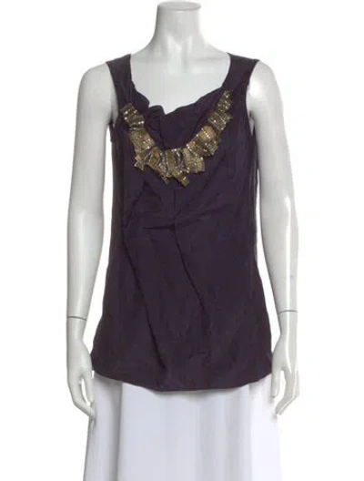 Pre-owned Vera Wang Silk Scoop Neck Top In Purple