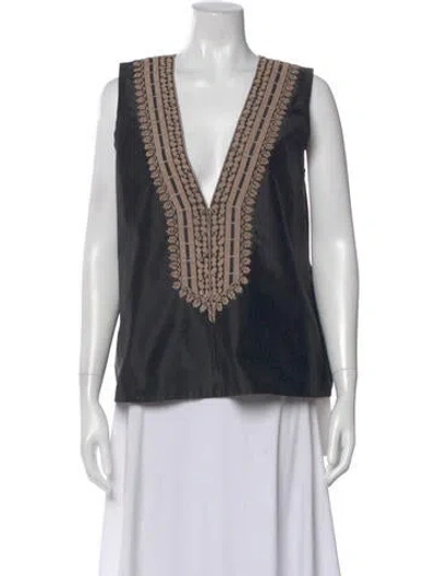 Pre-owned Vera Wang Silk Short Sleeve Top In Black