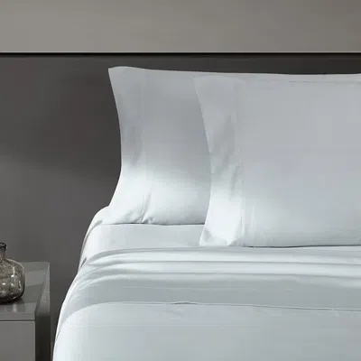 VERA WANG SOLID BLUE SATEEN SHEET SET, KING