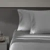 Vera Wang Solid Blue Sateen Sheet Set In Medium Grey
