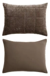 Vera Wang Solid Box Stitched Chenille Quilt & Shams Set In Dark Brown
