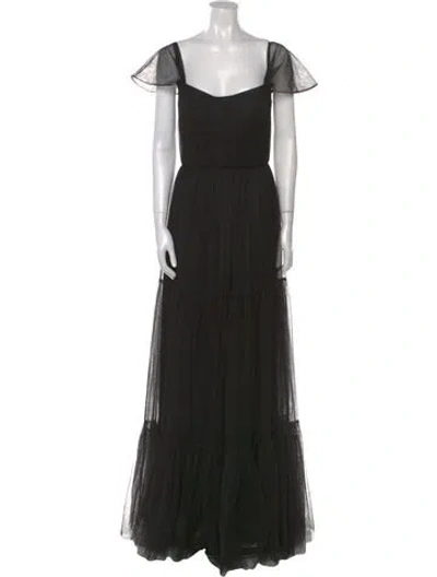 Pre-owned Vera Wang Square Neckline Long Dress In Black
