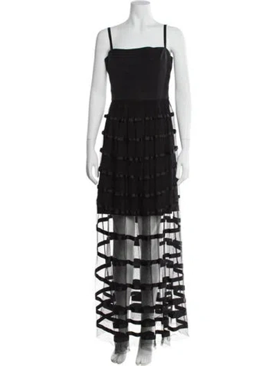 Pre-owned Vera Wang Square Neckline Long Dress In Black