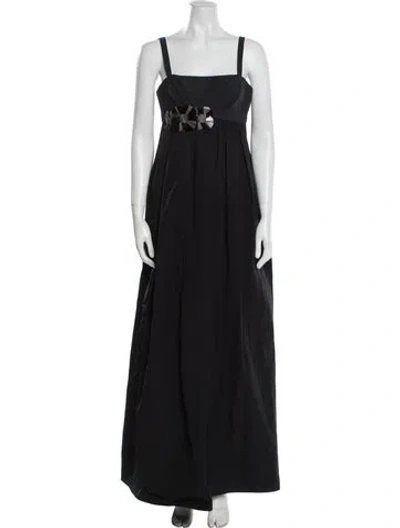 Pre-owned Vera Wang Square Neckline Long Dress In Black