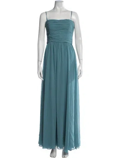 Pre-owned Vera Wang Square Neckline Long Dress In Blue