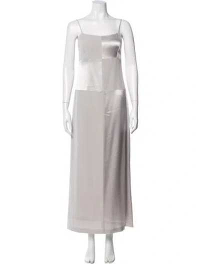 Pre-owned Vera Wang Square Neckline Long Dress In Gray