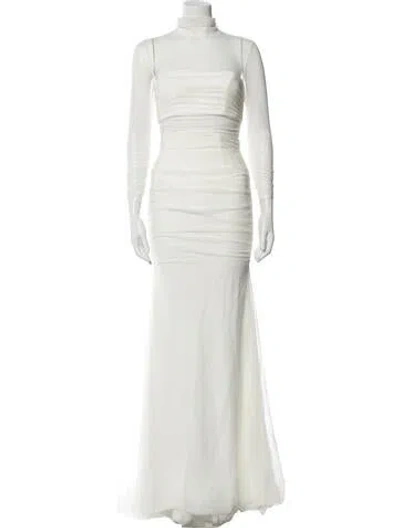 Pre-owned Vera Wang Square Neckline Long Dress In Neutral