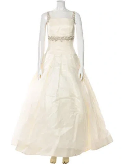 Pre-owned Vera Wang Square Neckline Long Dress In Neutral
