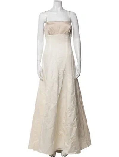 Pre-owned Vera Wang Square Neckline Long Dress In Neutral