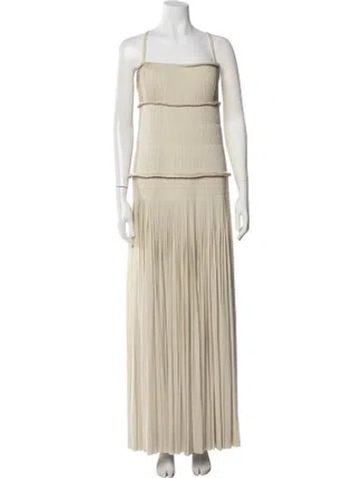 Pre-owned Vera Wang Square Neckline Long Dress In Neutral