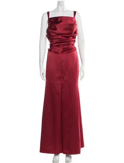 Pre-owned Vera Wang Square Neckline Long Dress In Red