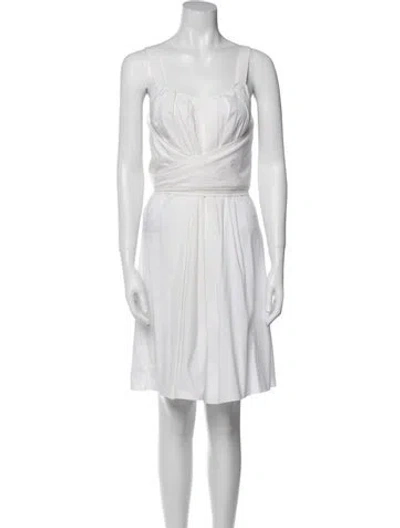 Pre-owned Vera Wang Square Neckline Long Dress In White