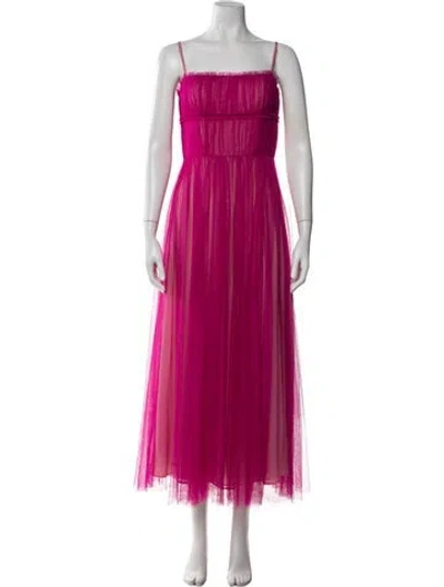 Pre-owned Vera Wang Square Neckline Midi Length Dress In Pink