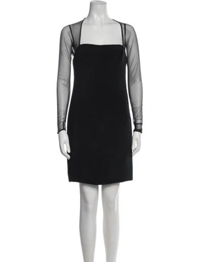 Pre-owned Vera Wang Square Neckline Mini Dress In Black