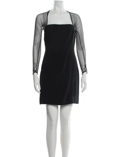 Pre-owned Vera Wang Square Neckline Mini Dress In Black