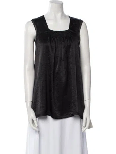 Pre-owned Vera Wang Square Neckline Sleeveless Blouse In Black