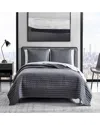 Vera Wang Stitch Of Cotton Sateen Reversible Quilt Set In Black