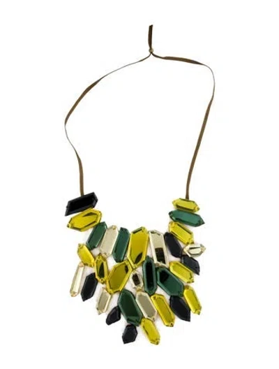 Pre-owned Vera Wang Stone Bib Collar Necklace, 32" In Multi