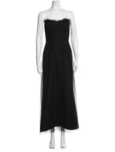 Pre-owned Vera Wang Strapless Long Dress In Black