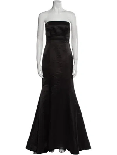 Pre-owned Vera Wang Strapless Long Dress In Black