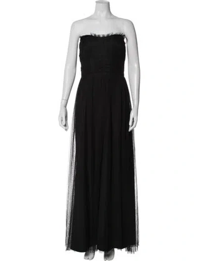 Pre-owned Vera Wang Strapless Long Dress In Black
