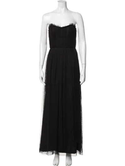 Pre-owned Vera Wang Strapless Long Dress In Black