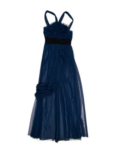 Pre-owned Vera Wang Strapless Long Dress In Blue