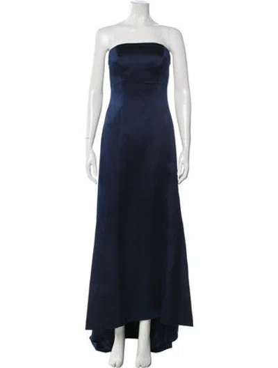 Pre-owned Vera Wang Strapless Long Dress In Blue