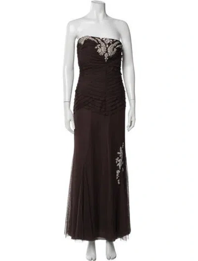 Pre-owned Vera Wang Strapless Long Dress In Brown