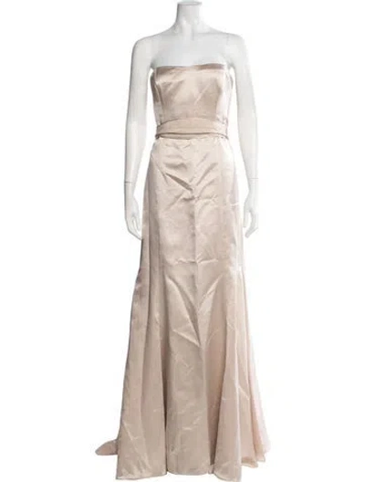 Pre-owned Vera Wang Strapless Long Dress In Gold