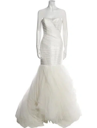Pre-owned Vera Wang Strapless Long Dress In Neutral