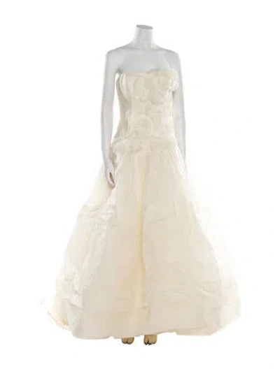 Pre-owned Vera Wang Strapless Long Dress In Neutral